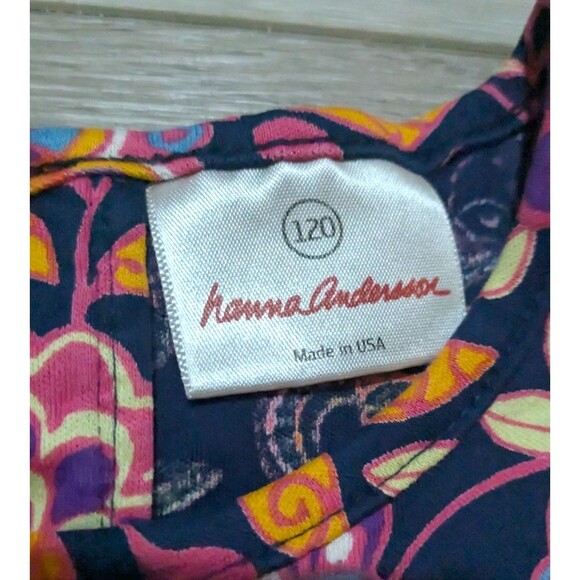 Hanna Andersson Navy Blue Pink Floral Long Sleeve Dress Girls 120 US 6-7 - Picture 3 of 8